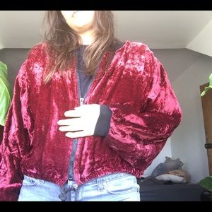 Vintage red crushed velvet jacket